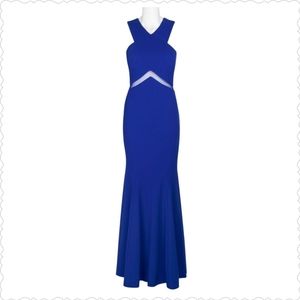 CACHET Crossover Bodice Illusion Waist Mermaid Gown, Size 4